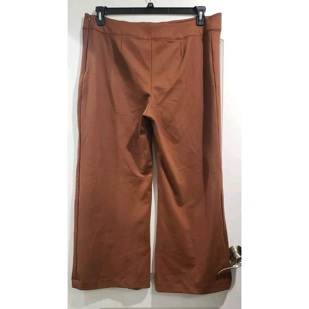 CHLOE KRISTYN Bridgette High Rise Wide leg Ponte Pants Brown 2X NWT MSRP $278 - Picture 3 of 8